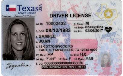 Novelty Texas driver's license for sale online in Houston