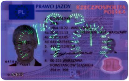 Vásároljon lengyel hologramos jogosítványt hologramokkal UV fényben ,Vásároljon vezetői engedélyt online